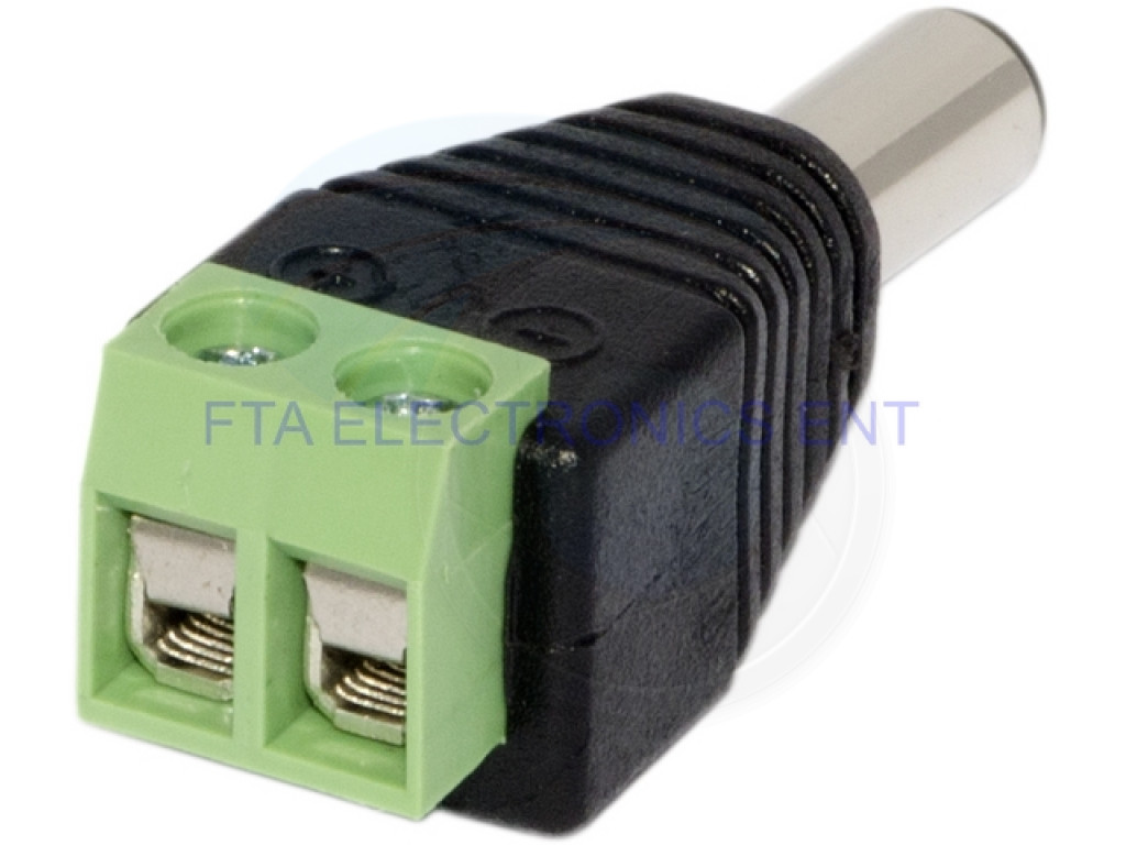 CCTV DC Power Plug Connector Cable – 4.5mm X 3.0mm Male With Pin Socket, 5ft Cord – Universal, Black